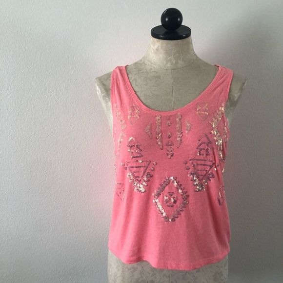 Victoria’s Secret PINK neon pink sequin muscle top - Picture 3 of 6